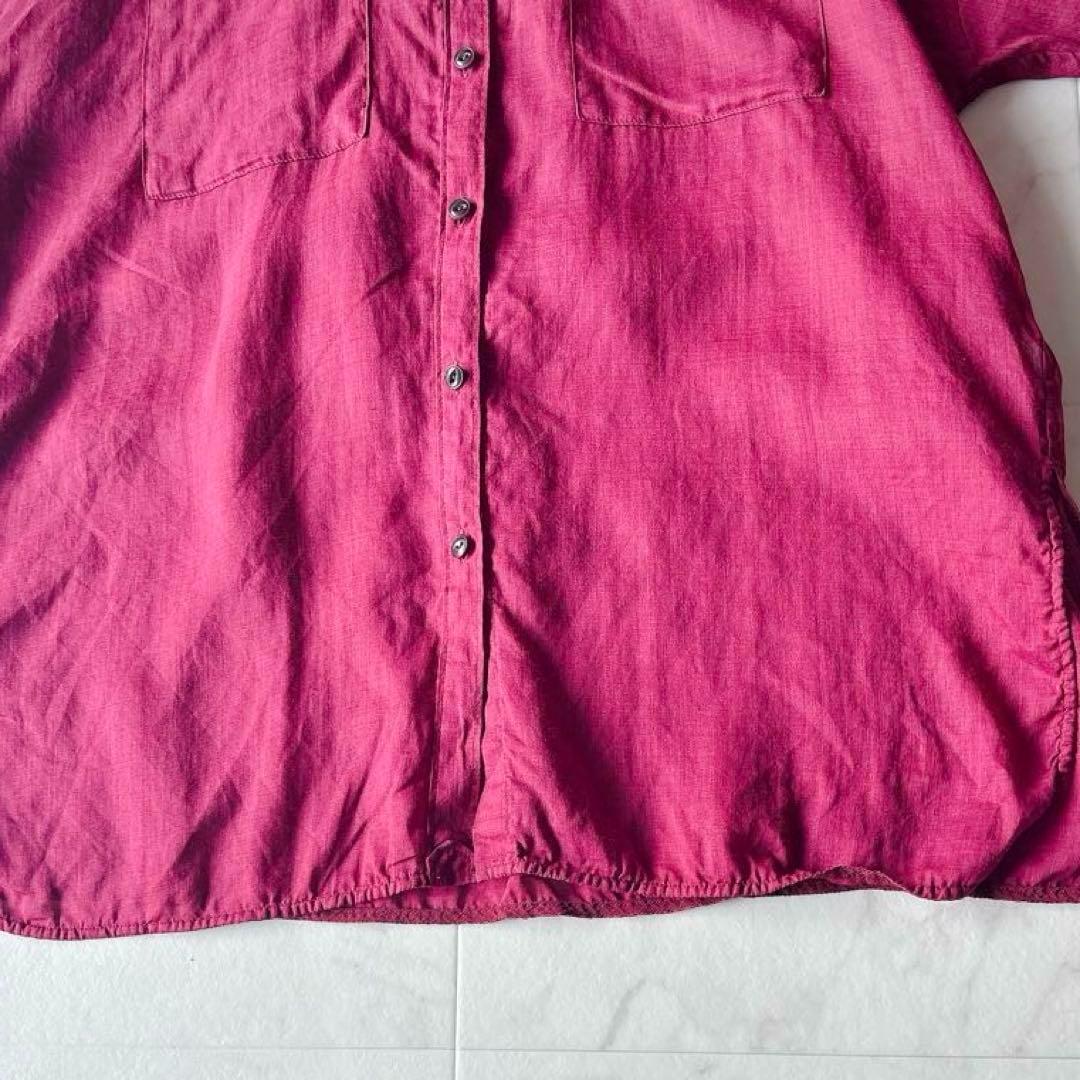 美品*スピックアンドスパン リネン混ん シアーオーバーシャツ ボルドー