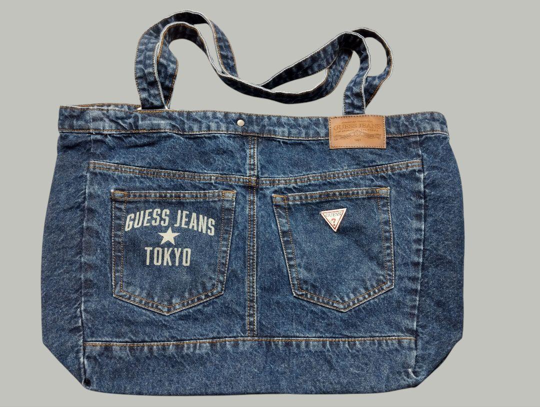 美品 GUESS ゲス デニム トートバッグ ショルダー 2way ブルー