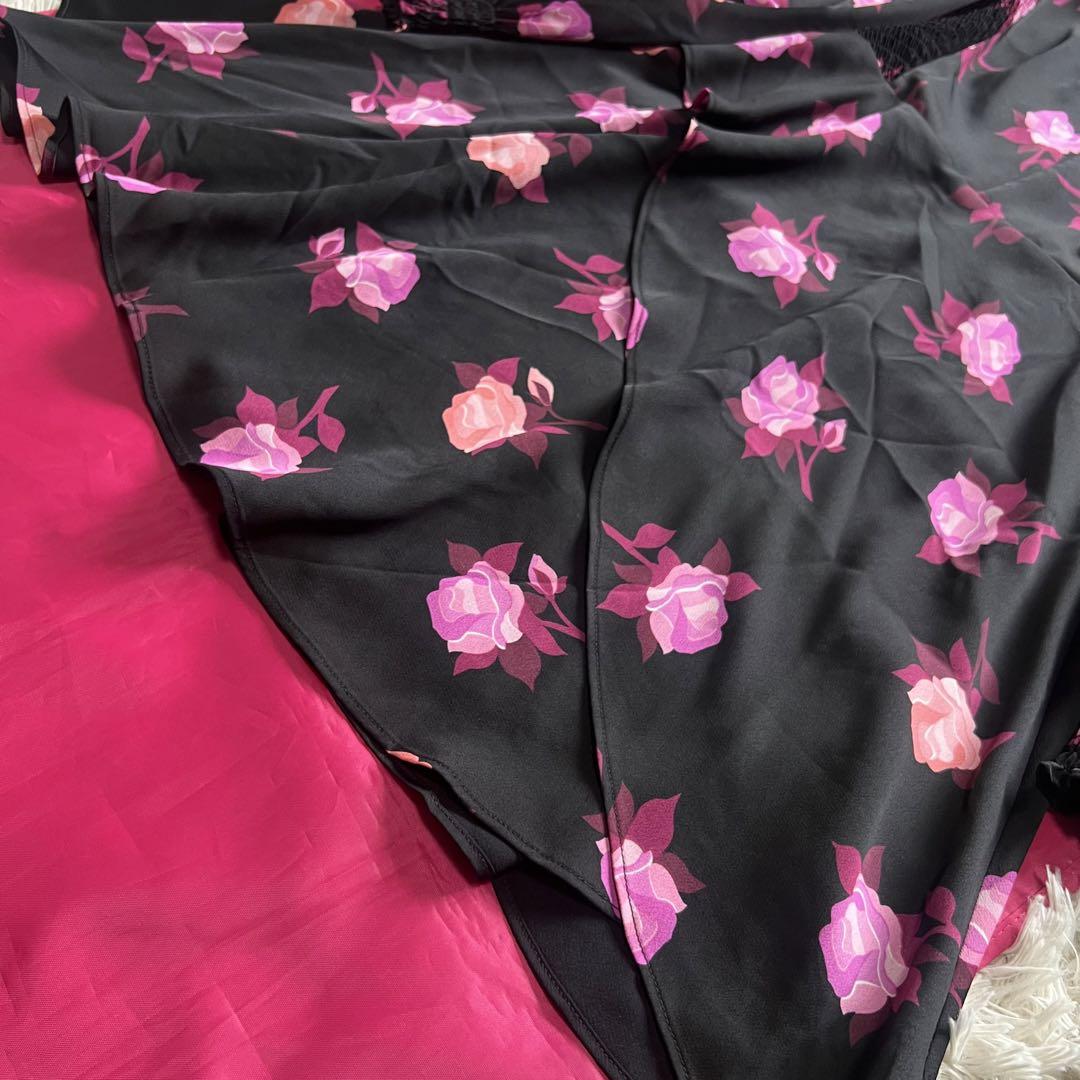 【未使用タグ付き】kate spade ローズ柄フレアワンピース ブラック 4 画像4