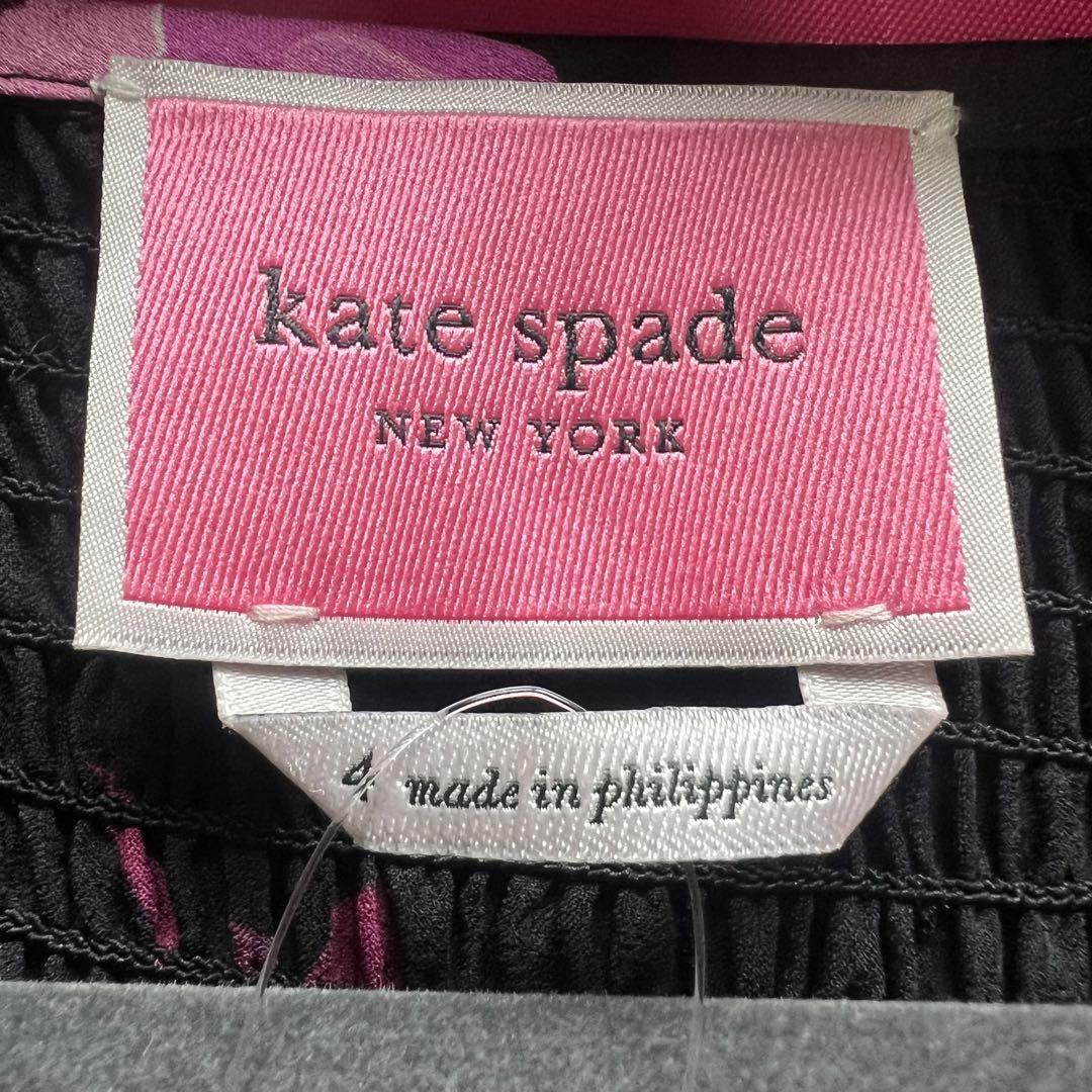 【未使用タグ付き】kate spade ローズ柄フレアワンピース ブラック 4 画像8