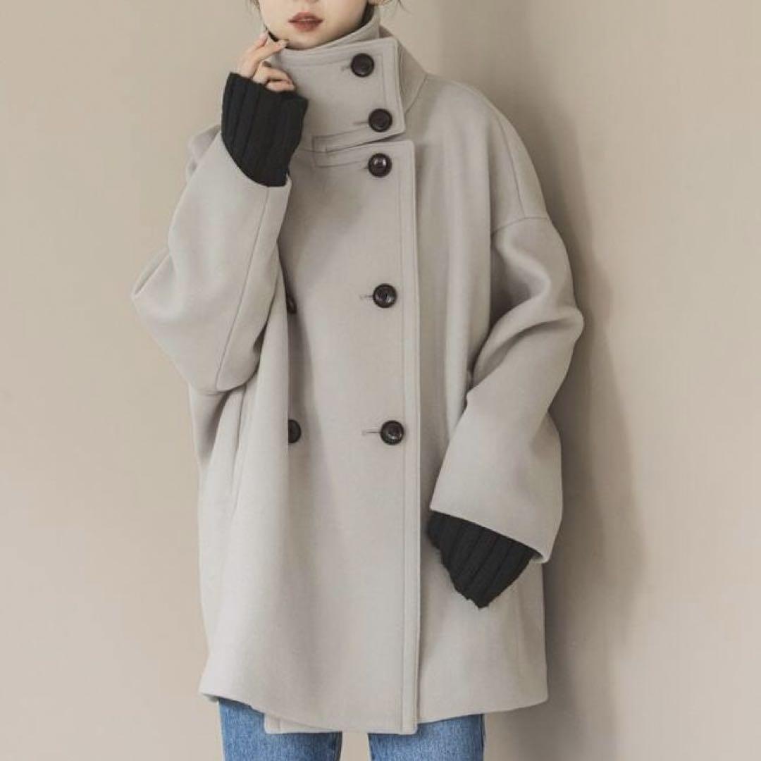 2023AW✨NOBLE  スタンドカラーオーバーコート　ベージュ