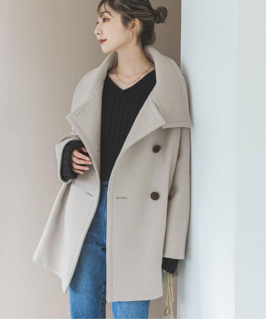 2023AW✨NOBLE  スタンドカラーオーバーコート　ベージュ