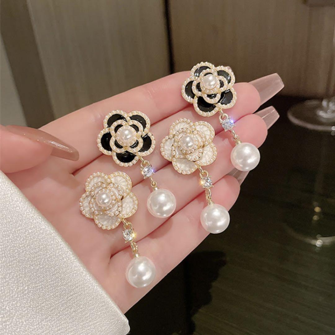 silver925 カメリア ピアス パール アクセサリー フェミニン