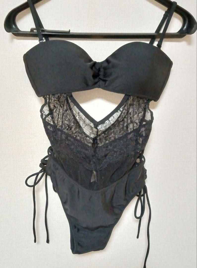 RAVIJOUR ブラックレースワンピース水着 Fサイズ