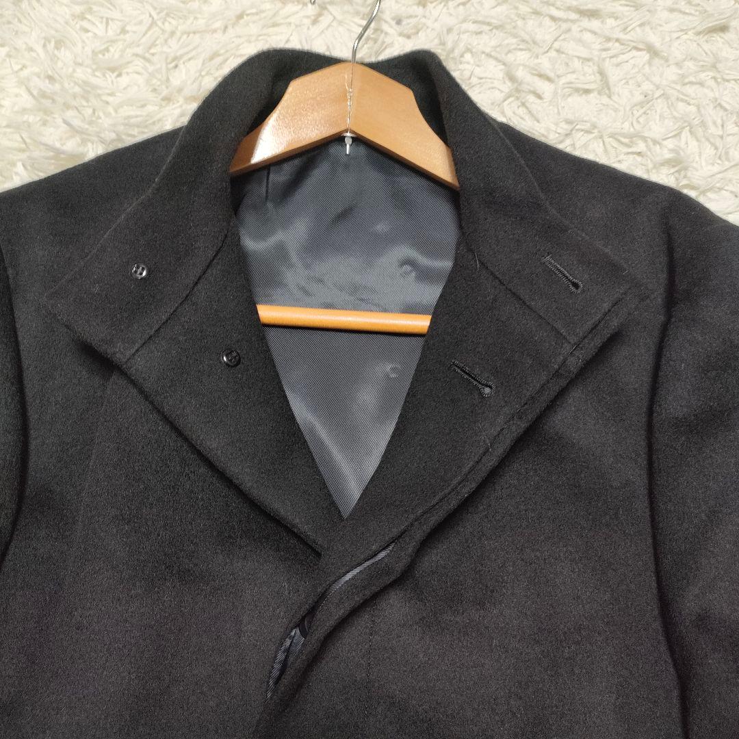 【カシミヤ】コムサデモード スタンドカラーコート ウールカシミヤ 黒 メンズ 【カシミヤ】コムサデモード スタンドカラーコート ウールカシミヤ 黒 メンズ