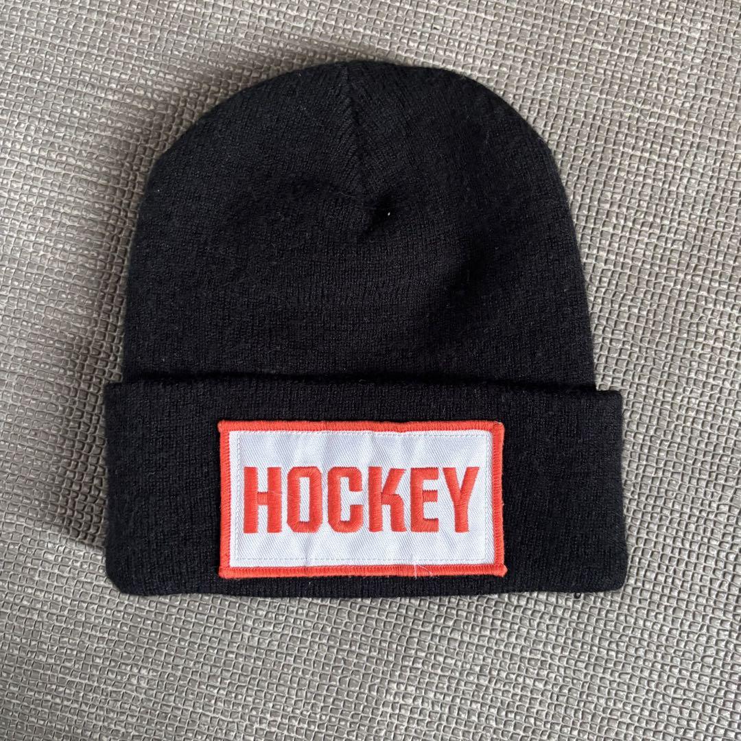 Hockeyロゴ付き黒ニット帽