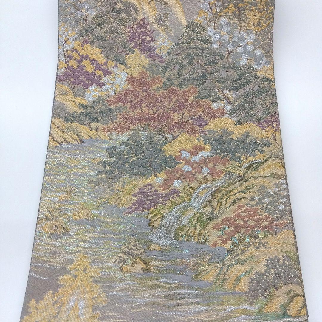 袋帯 六通 引箔 日本百景 木曽根 風景 24M397fマ