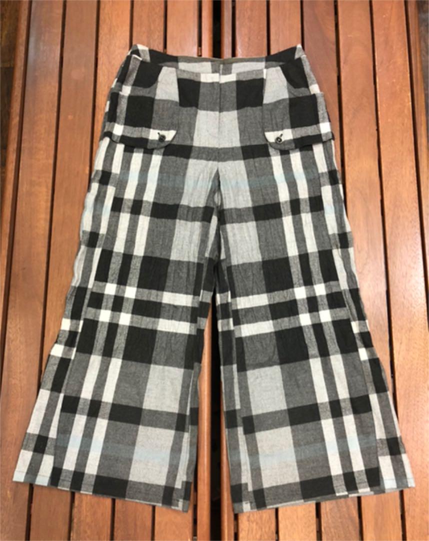 在庫正規店 美品 センソユニコ tb グレー×ブラックチェックパンツ oaHOL-m78193648175 超歓迎格安
