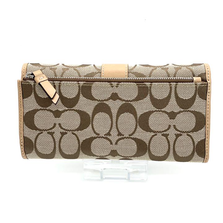 SALE本物保証 COACH キャメル シグネチャー チェックブック 1azIA-m78195733196 長財布 F41878 カーキ 限定SALE豊富な