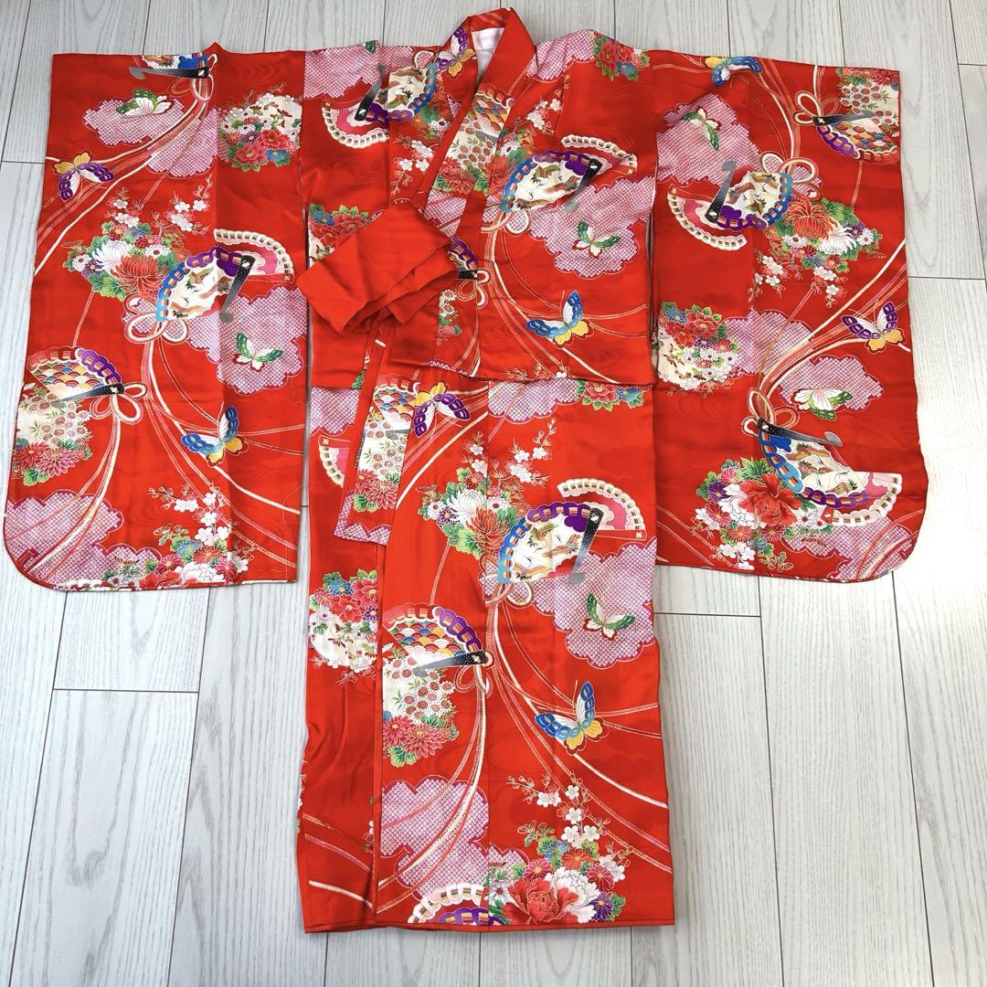 七五三 5歳　7歳　子供　着物　オレンジ