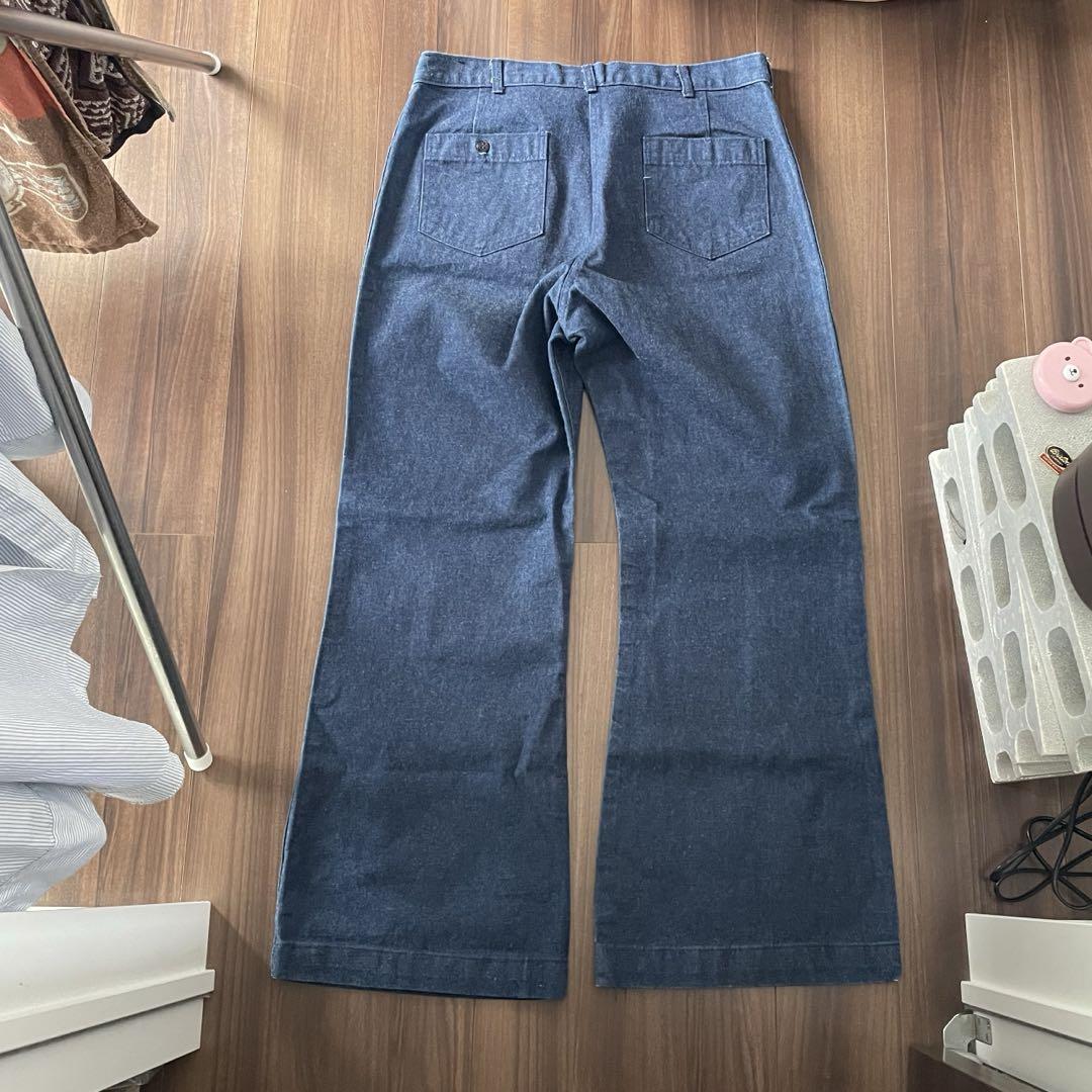 80s US NAVY 巻きパン 濃紺 36R フレアデニム