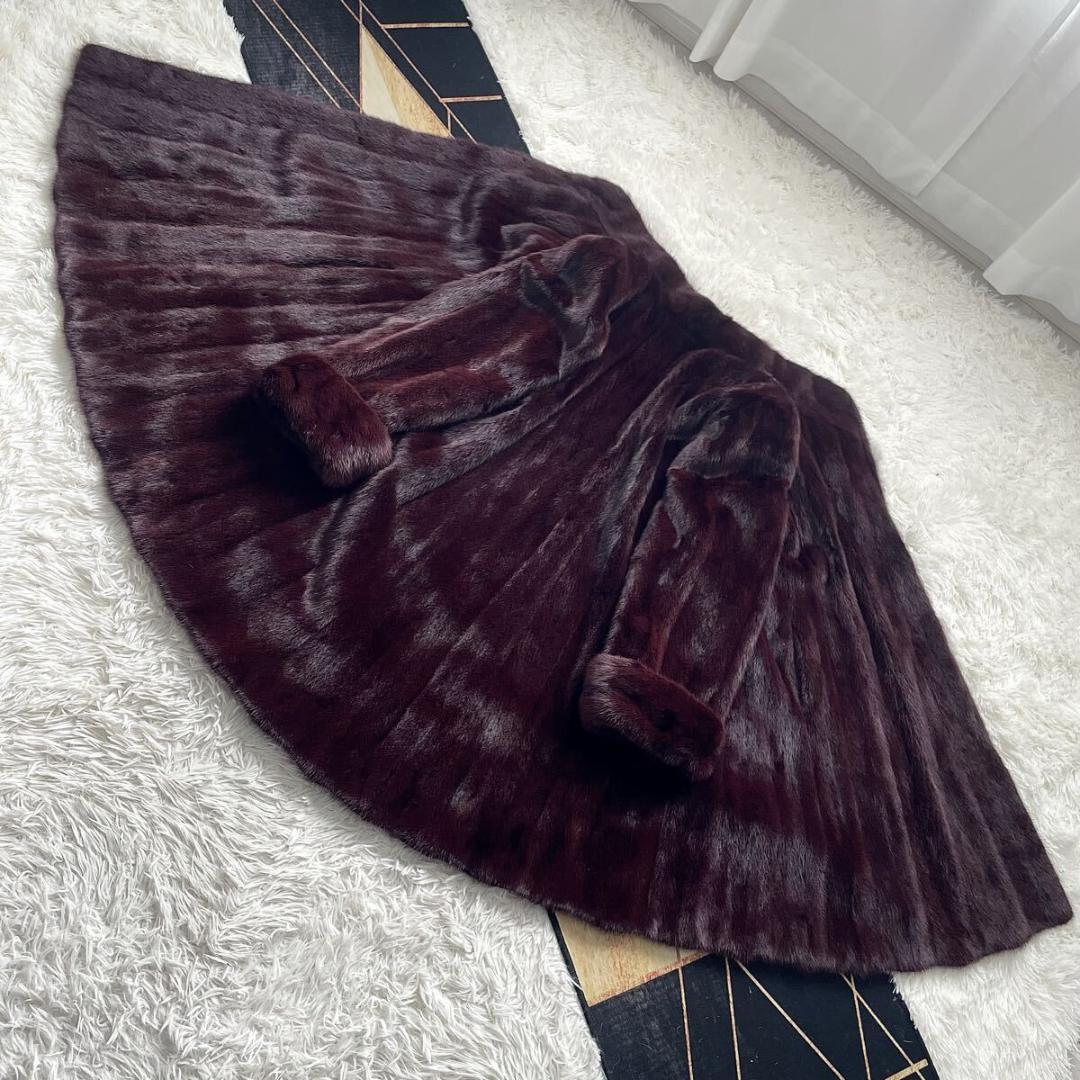 裾周り223/デザイン ミンク ロング ファーコート 毛皮 XL ロールアップ 裾周り223/デザイン ミンク ロング ファーコート 毛皮 XL ロールアップ