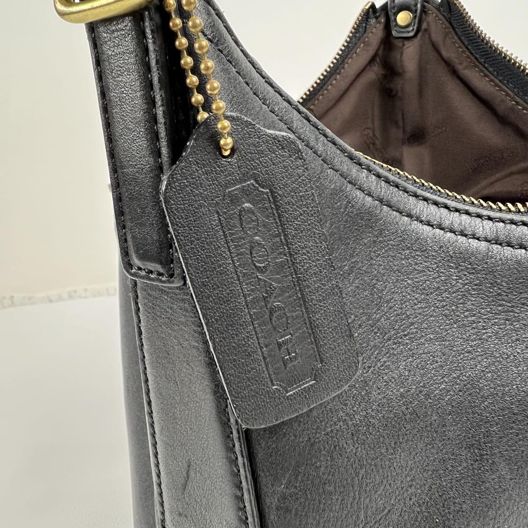 【美品】オールドコーチ ショルダーバッグ アクセサリーポーチ バケツ レザー 黒