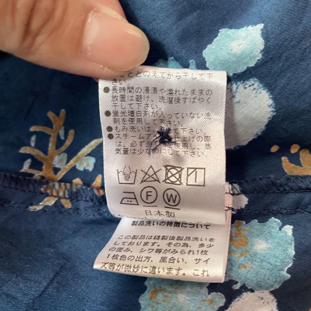 コットンハウスアヤ フラワー 花柄 ブラウス ブルー系 サイズM