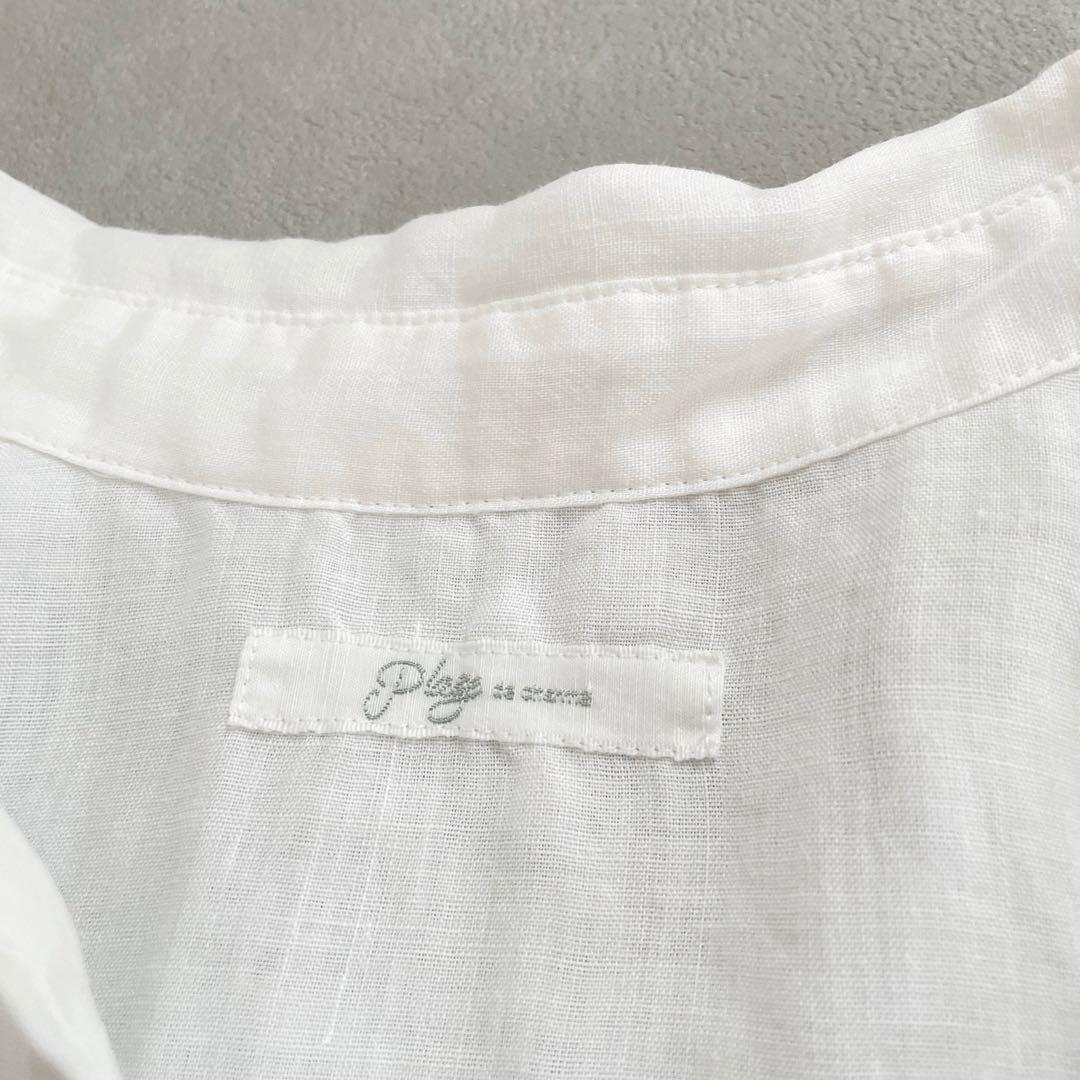 ブランドバッグ通販サイト 美品◯プラージュ 製品加工 Ramie シャツ ラミーシャツ ホワイト トップス