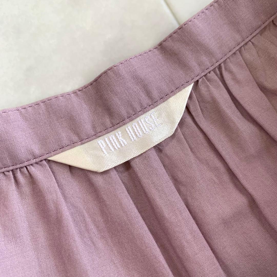 美品♡ピンクハウス ピコフリル 綿ローン リボン ロングスカート パープル 美品♡ピンクハウス ピコフリル 綿ローン リボン ロングスカート パープル