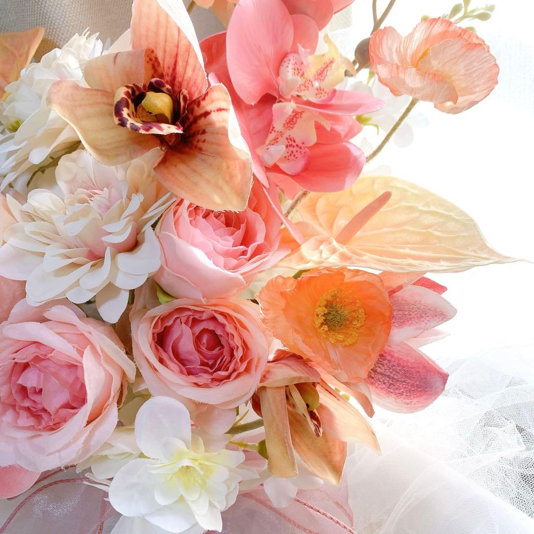 本日プレゼント ウエディングブーケ アーティフィシャルフラワー クラッチブーケ