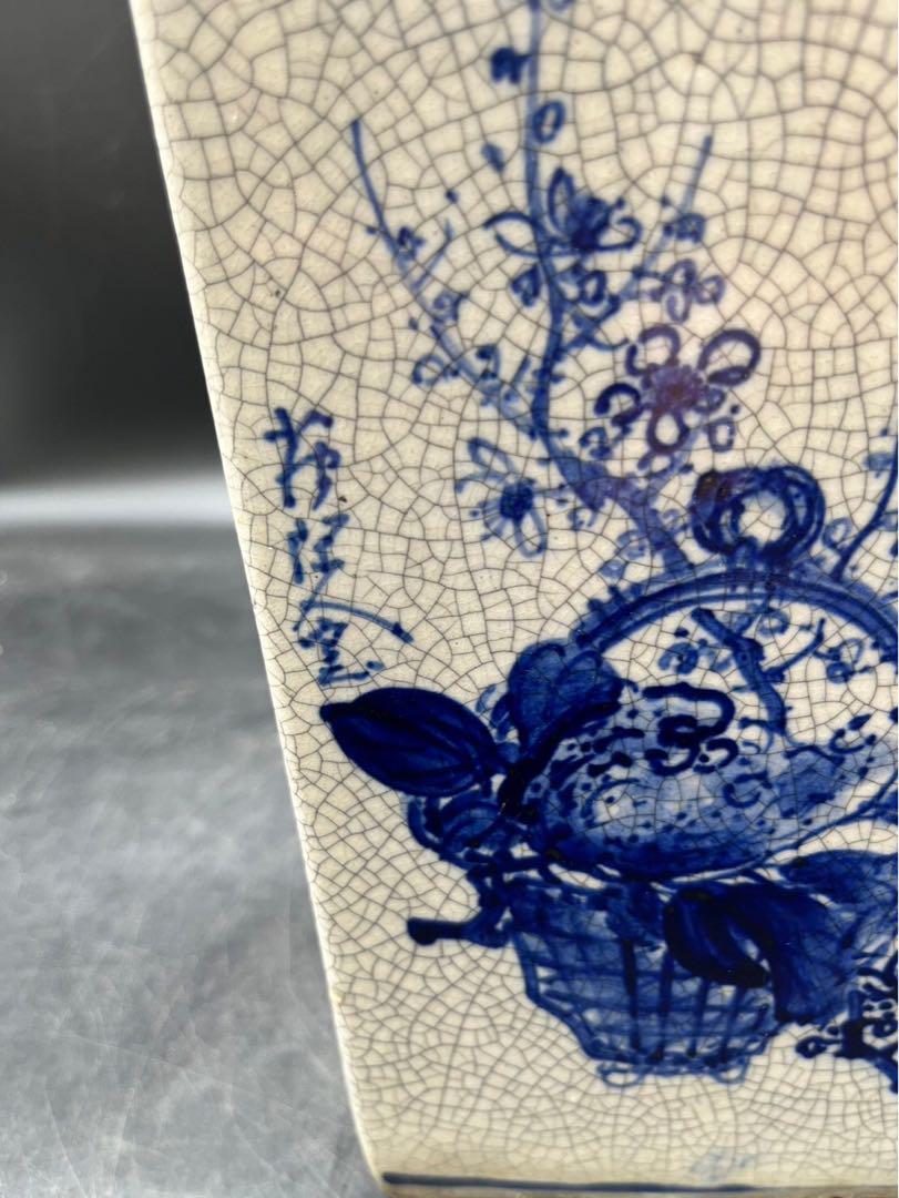 中国　清時代　染付　花瓶　花器　植木鉢　時代物　古美術