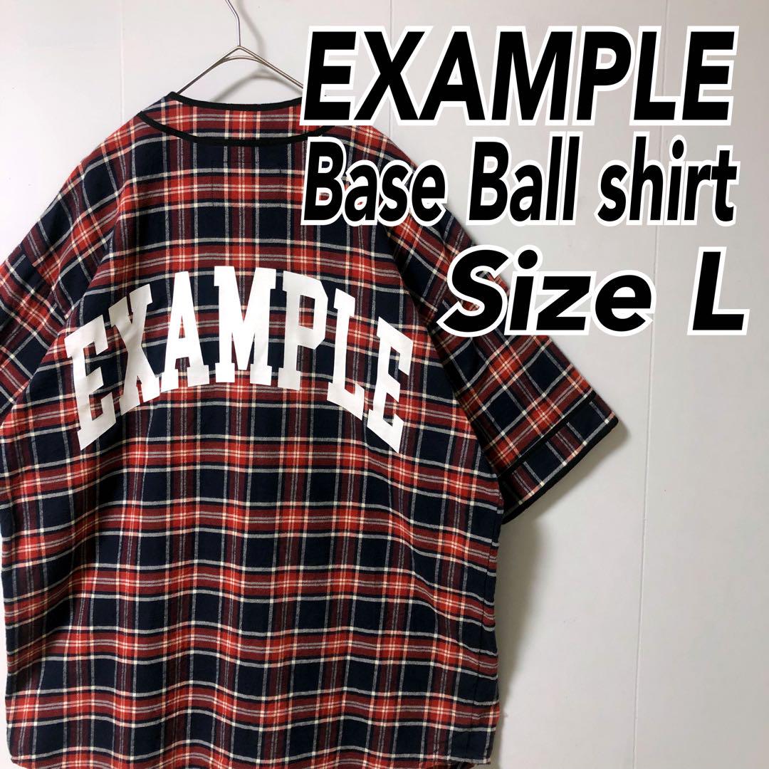 美品‼️ エグザンプル ベースボールシャツ L チェック 赤 黒 青 ストリート