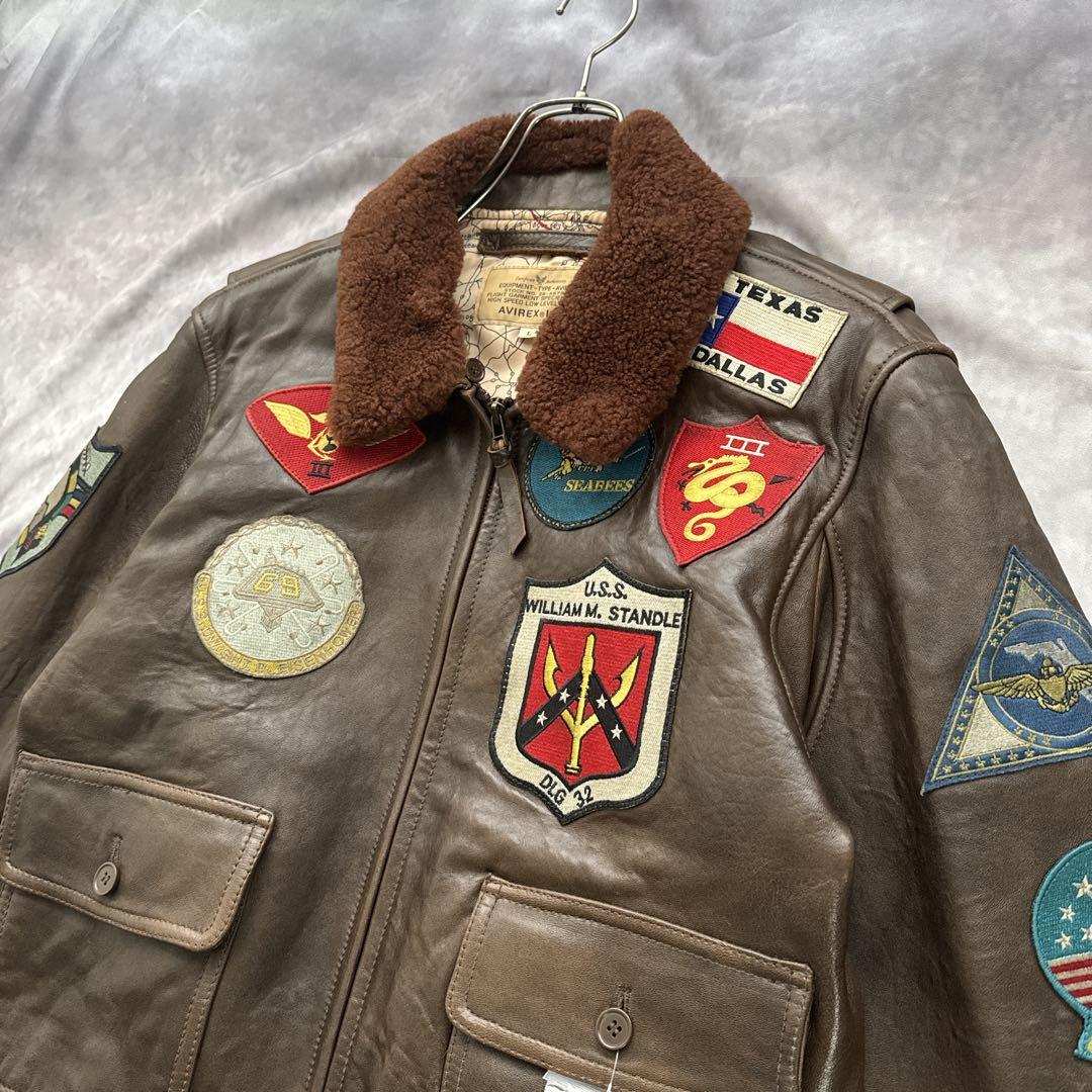 希少 AVIREX トップガン フライトジャケット G-1 ワッペン 両面 L 希少 AVIREX トップガン フライトジャケット G-1 ワッペン 両面 L