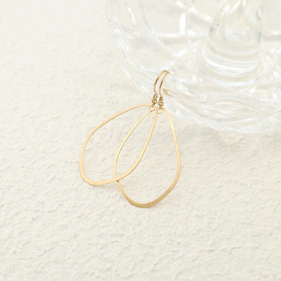 サークルラインの地金フックピアス K18YG ピアス(両耳用)