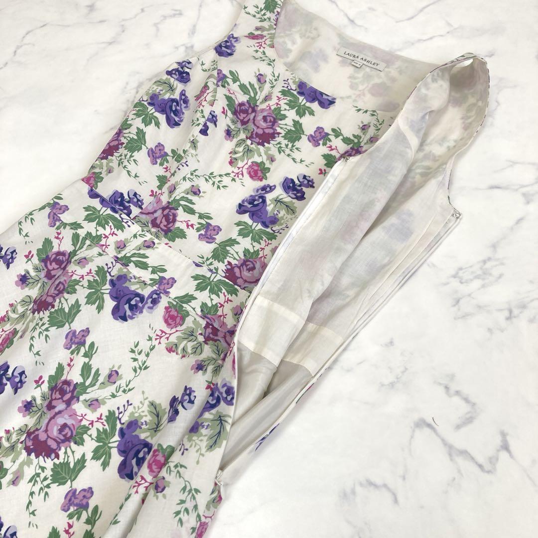 極美品✨ローラアシュレイ ロング　ワンピース　花柄　ノースリーブ　Aライン 極美品 ローラアシュレイ ロングワンピース 花柄 総柄 リボン A