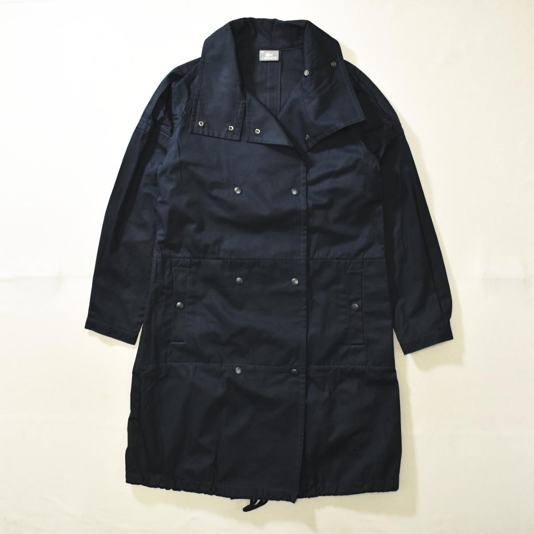 シルバー ラコステ LACOSTE トレンチ コート 42 ネイビー 銀ワニ ♪-