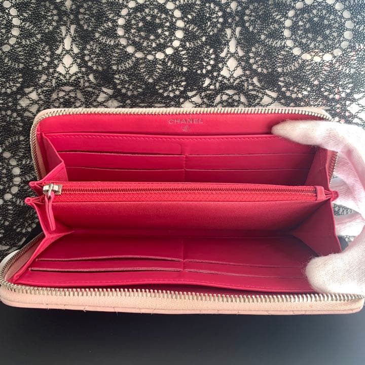 正規品☆極美品 シャネル 長財布 カメリア キャビアスキン ベビー