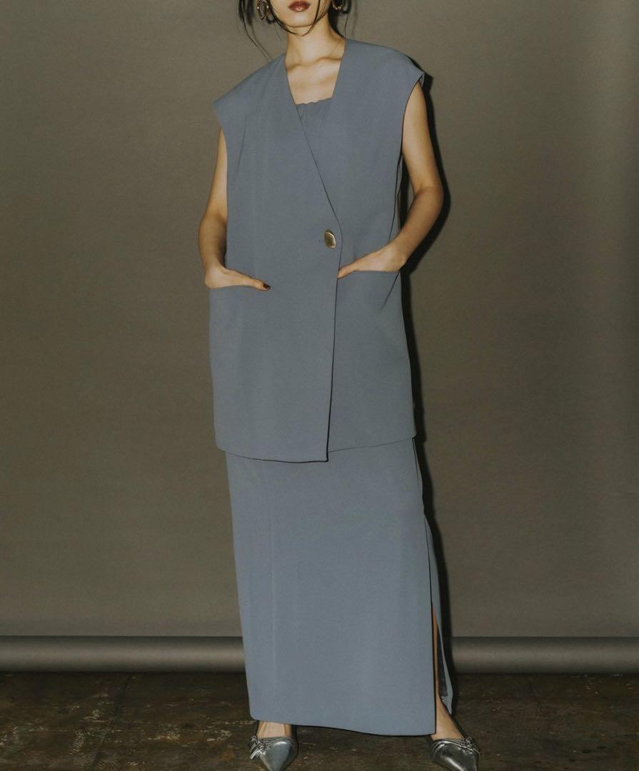 ANDRESD アンドレスド バックシアー ジレ セットアップ ドレス セール】back sheer gilet setup dress / バックシアージレ