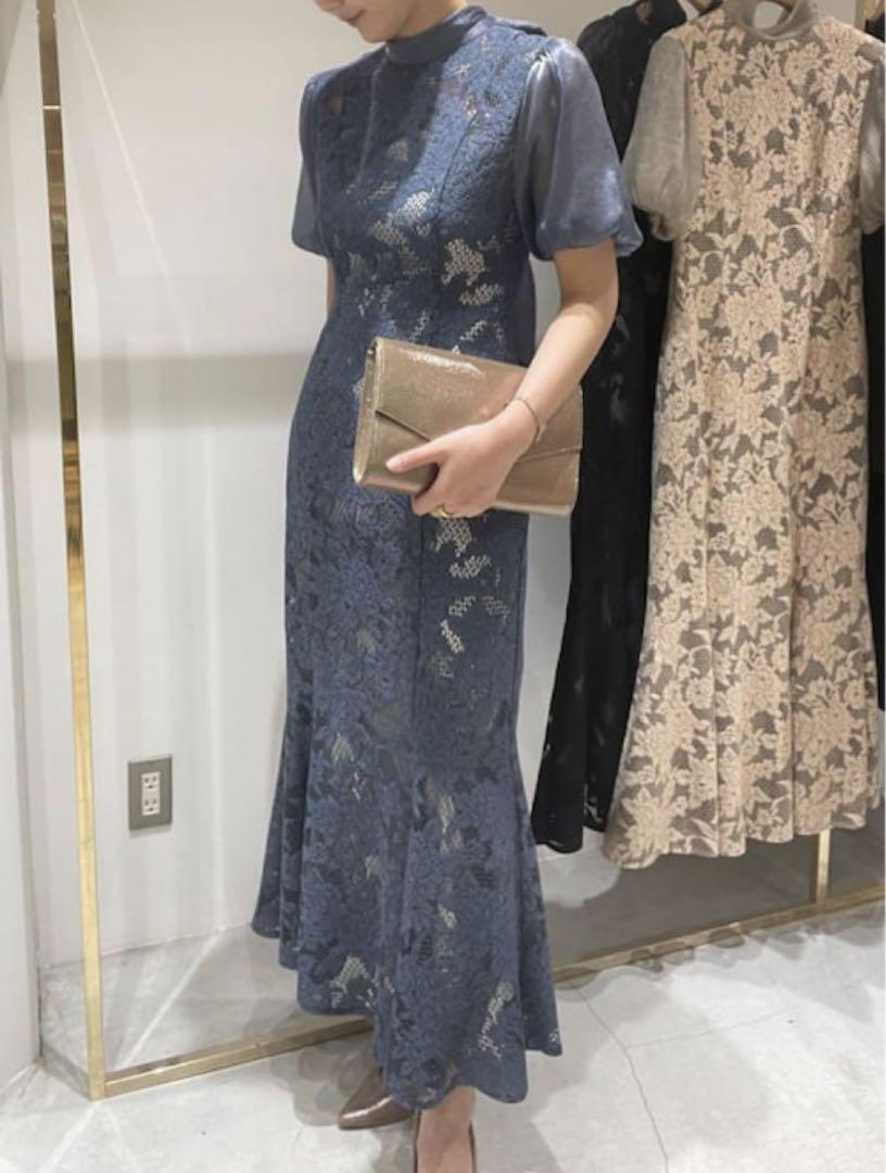 美品＊ ラグナムーン LADYジャガードレースフレアーワンピース