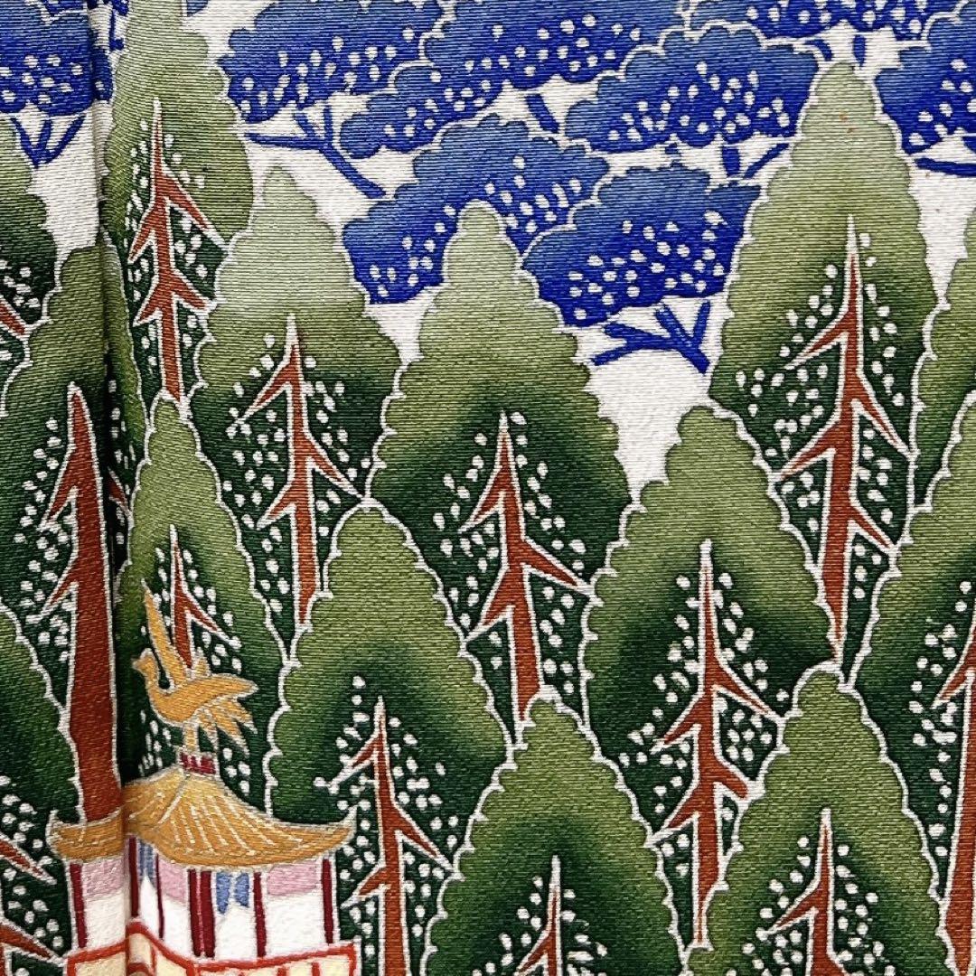 黒留袖　作家もの　五つ紋　花紋　松　林　流水模様　着物　013t