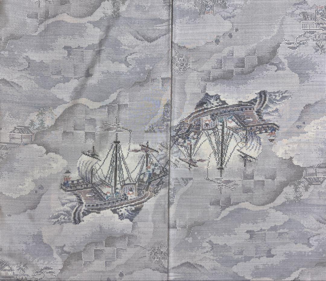 本場大島紬 都喜ヱ門 白大島紬 南蛮船 正絹 新古品 白色 yzk628 本場大島紬 都喜ヱ門 白大島紬 南蛮船 正絹 新古品 白色 yzk628