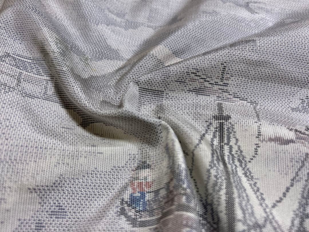 本場大島紬 都喜ヱ門 白大島紬 南蛮船 正絹 新古品 白色 yzk628 本場大島紬 都喜ヱ門 白大島紬 南蛮船 正絹 新古品 白色 yzk628