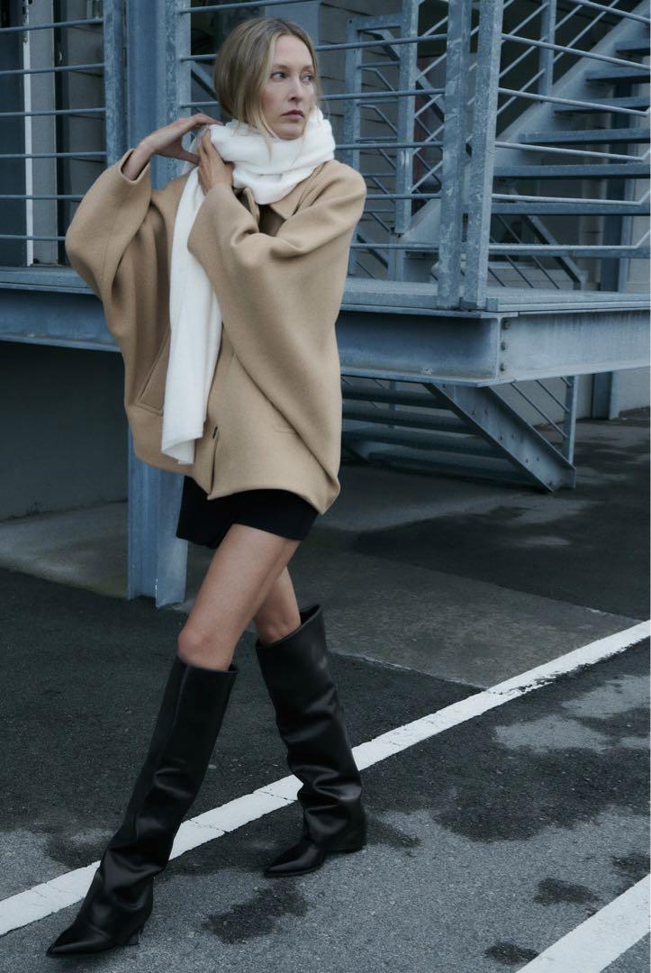 ZARA 新品 レザーゲートルブーツ 39
