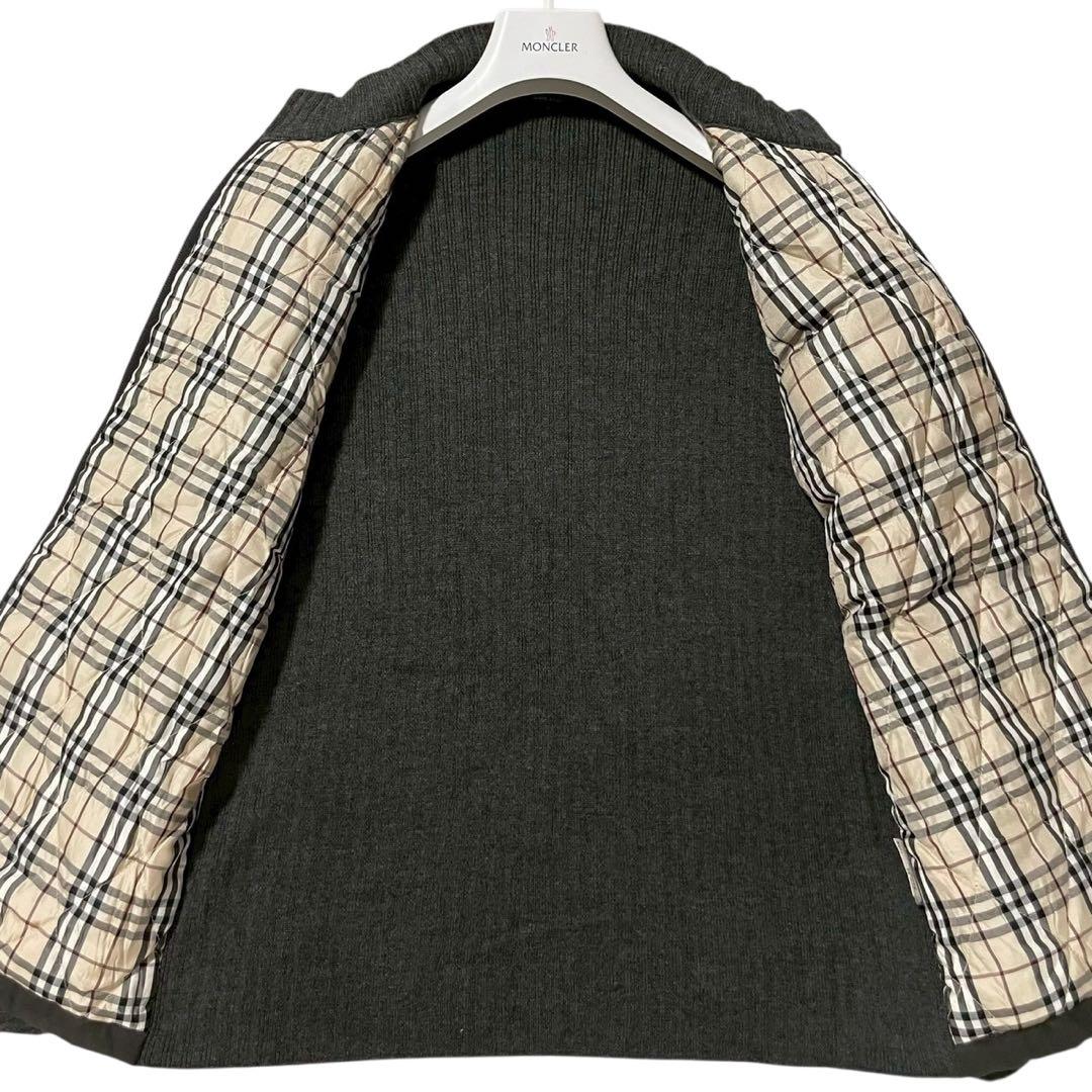 BURBERRY BLACK LABEL ニット切替 ジップジャケット チェック