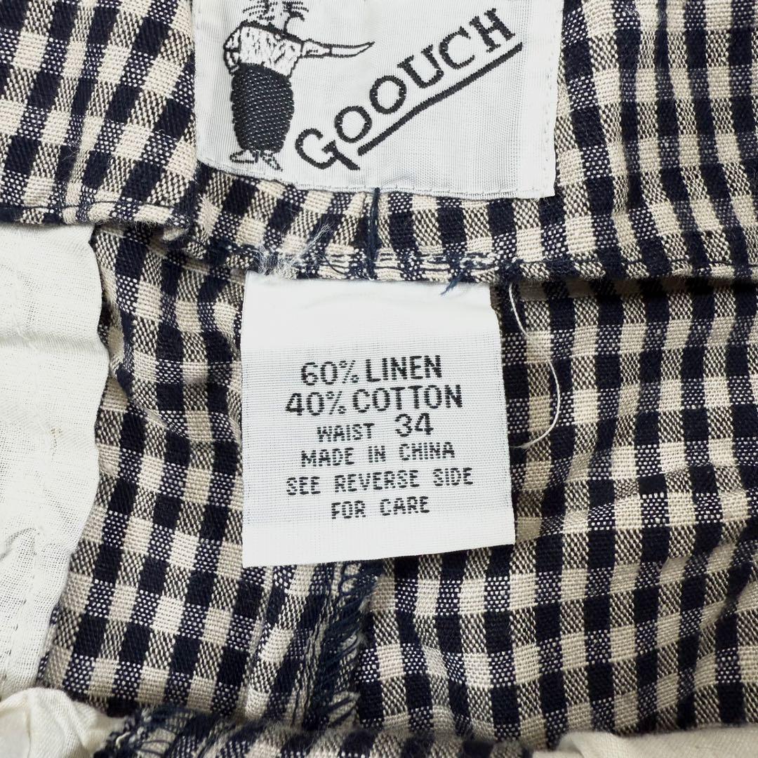 GOOUCHグーチ ギンガムチェック 2タックショーツ デッドストック ネイビー