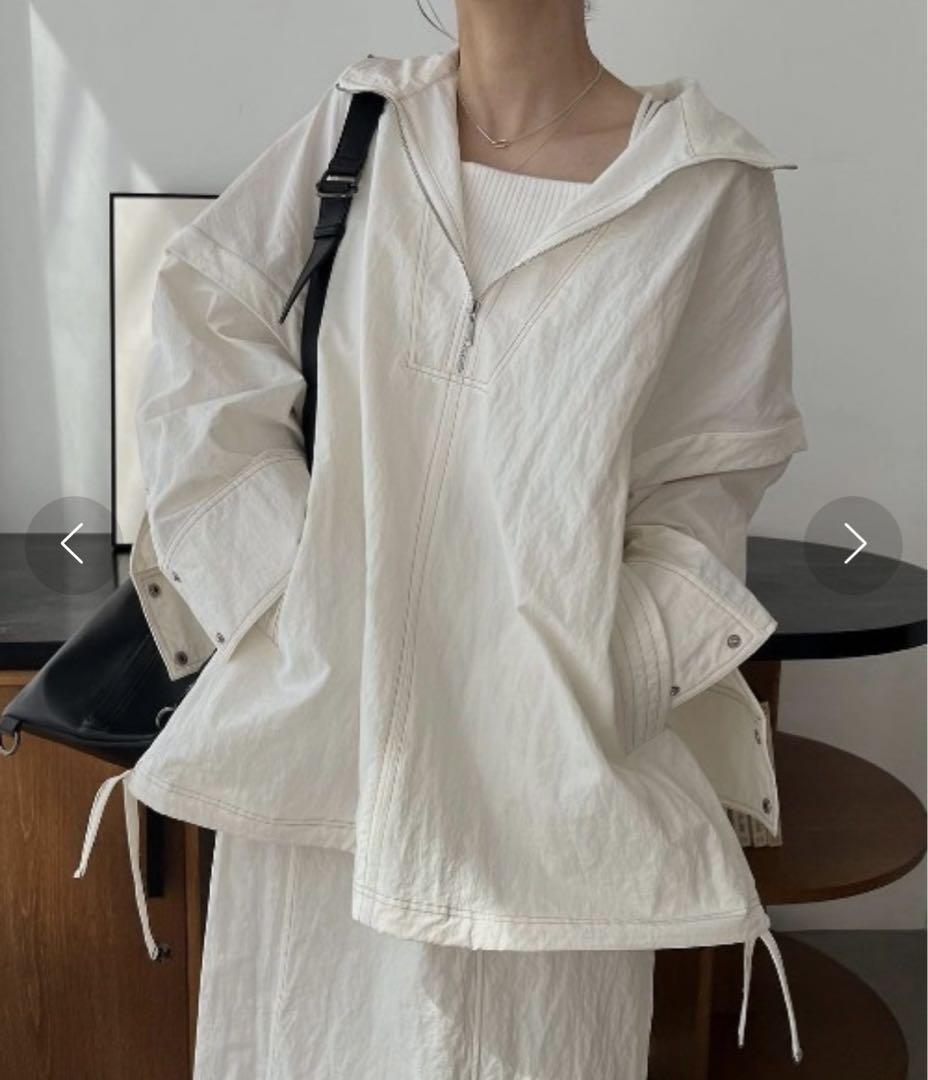 ジャケット・アウター half zip bi color stitch nylon anorak