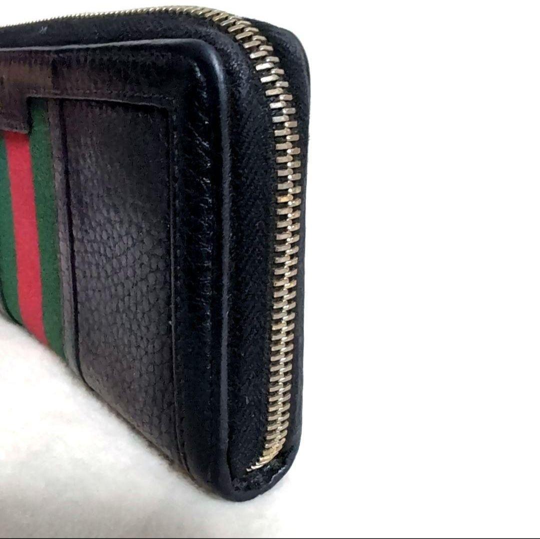 dp21 GUCCI 長財布 黒 レザー バンブー シェリーライン