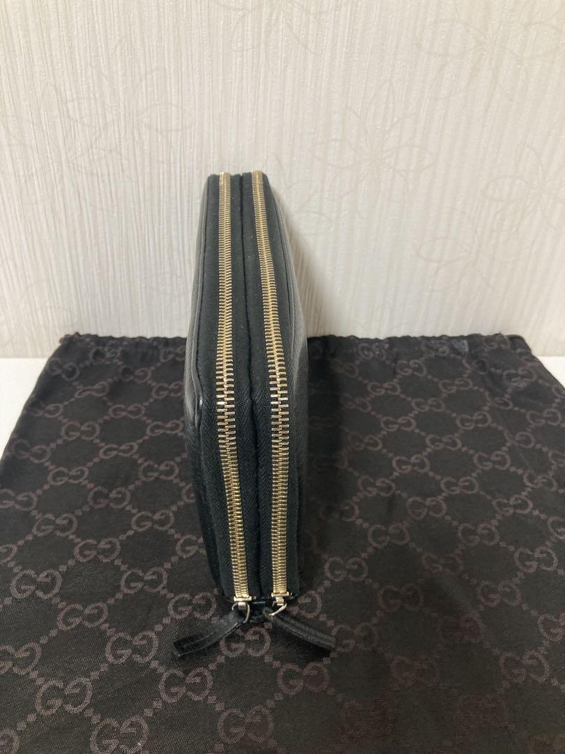 グッチ 長財布 ダブルファスナー メンズ レディース ソーホー 黒 ロゴ