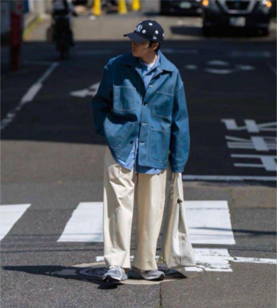 美品　BLUE SHUTTLE DENIM 1-TUCK BAGGY