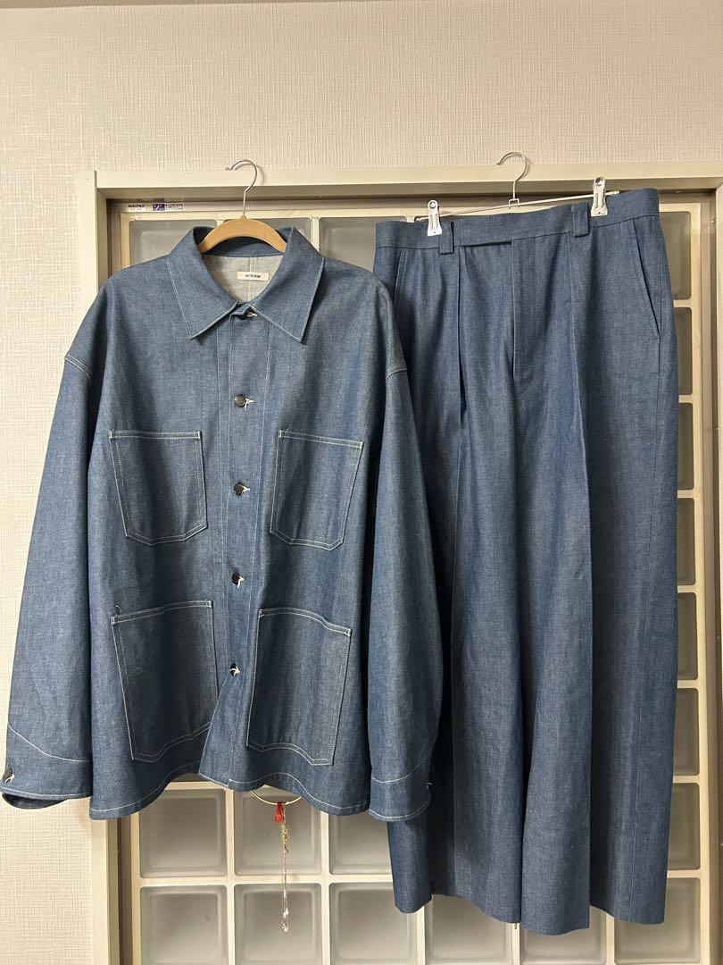 美品　BLUE SHUTTLE DENIM 1-TUCK BAGGY