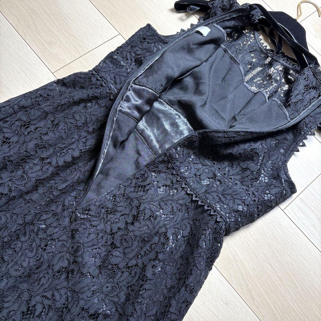 極美品✨セルフォード レース ロング ノースリーブ ワンピース ブラック 38