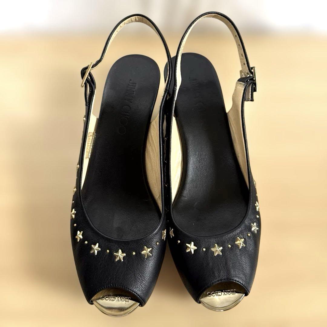 【美品】JIMMY CHOO ジミーチュウサンダル　スタースタッズウェッジソール
