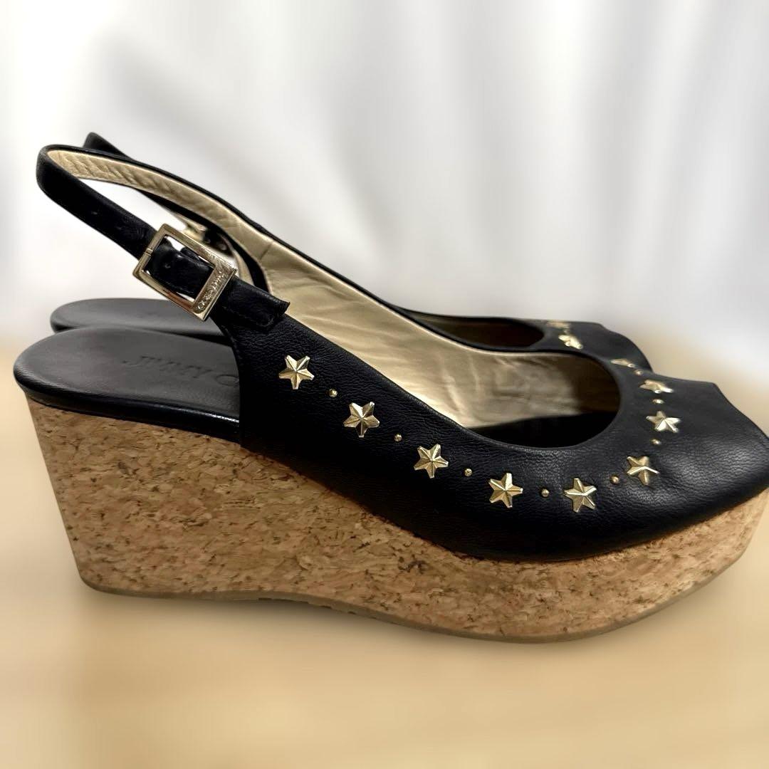 【美品】JIMMY CHOO ジミーチュウサンダル　スタースタッズウェッジソール