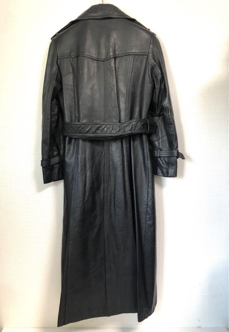 専用　unknown ビンテージ 本革製 レザートレンチコート 黒
