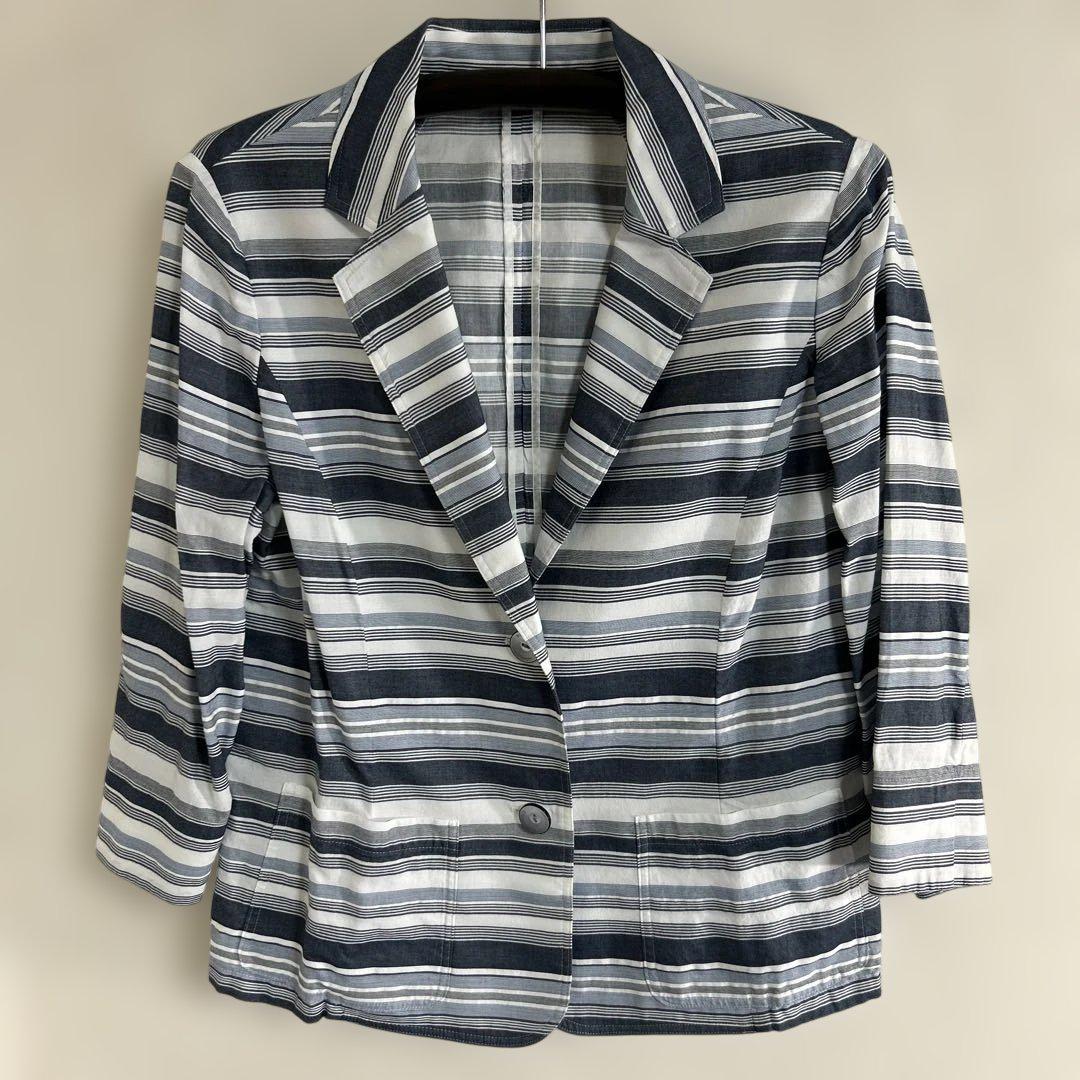 ROCHAS 13+ ストライプ テーラードジャケット 3/4袖 コットン100