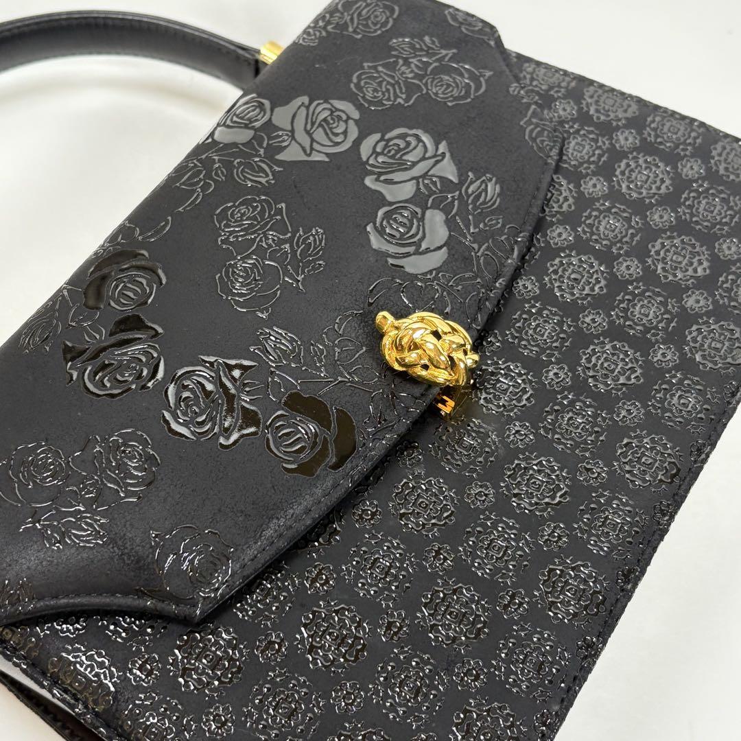 超美品 印傳屋 花柄 フォーマル ハンドバッグ 美品 印傳屋 ハンドバッグ バラ柄 花唐草 フォーマル 黒 - メルカリ