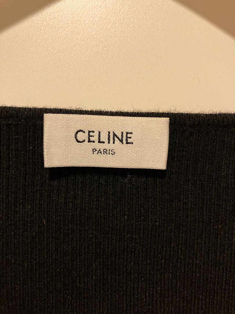 CELINE セリーヌ 黒 ブラック クロップド ショート ニット トップス