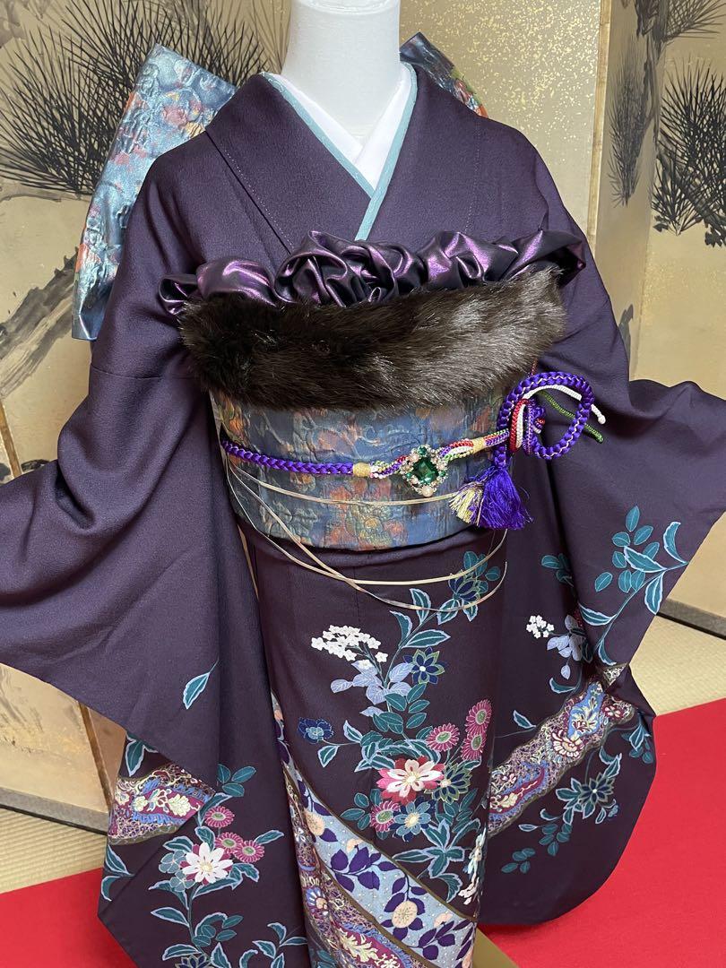 振袖 フルセット 成人式 山本寛斎 パープル 刺繍 - メルカリ