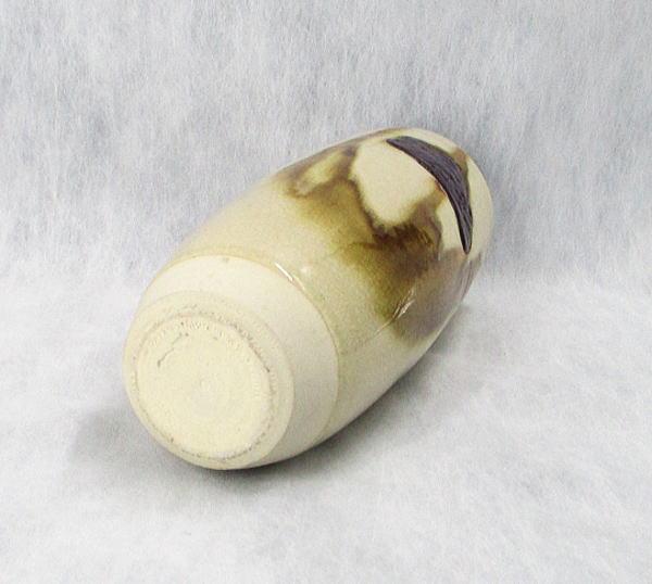 鈴木青々　灰釉貝文花瓶　赤津焼　虎山窯　桐箱入り
